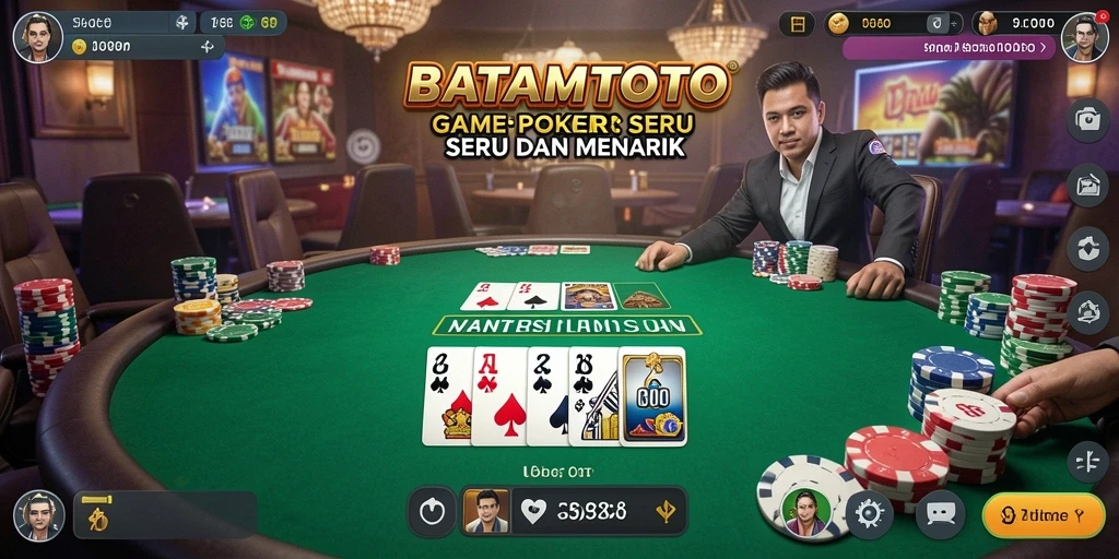 Tampilan gameplay Poker yang seru dan interaktif di BATAMTOTO.