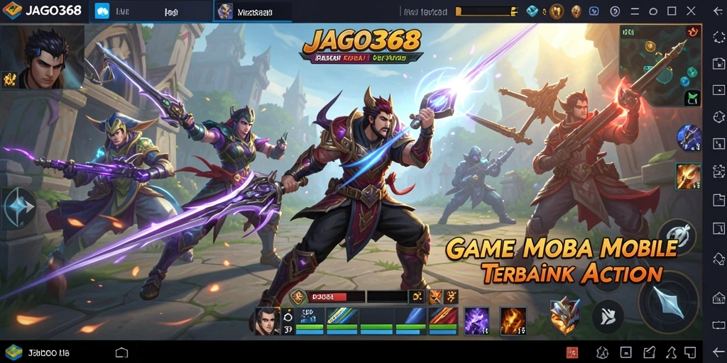 Screenshot gameplay JAGO368 menunjukkan aksi seru dalam pertarungan tim.
