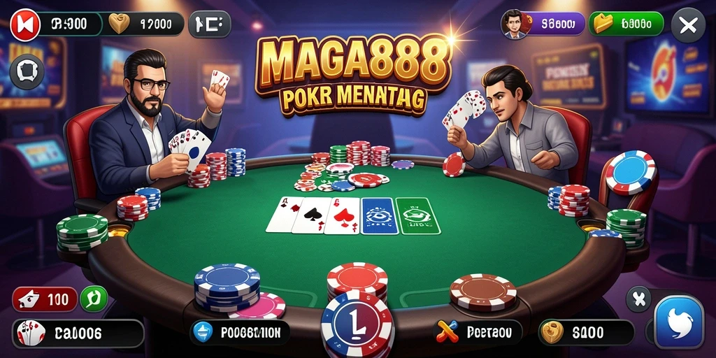 Screenshot gameplay MAGA888 yang mendebarkan di meja poker.