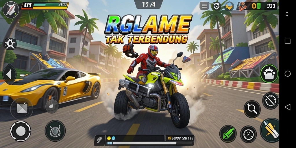 Tampilan gameplay RPGAME yang menegangkan dalam balapan seru.